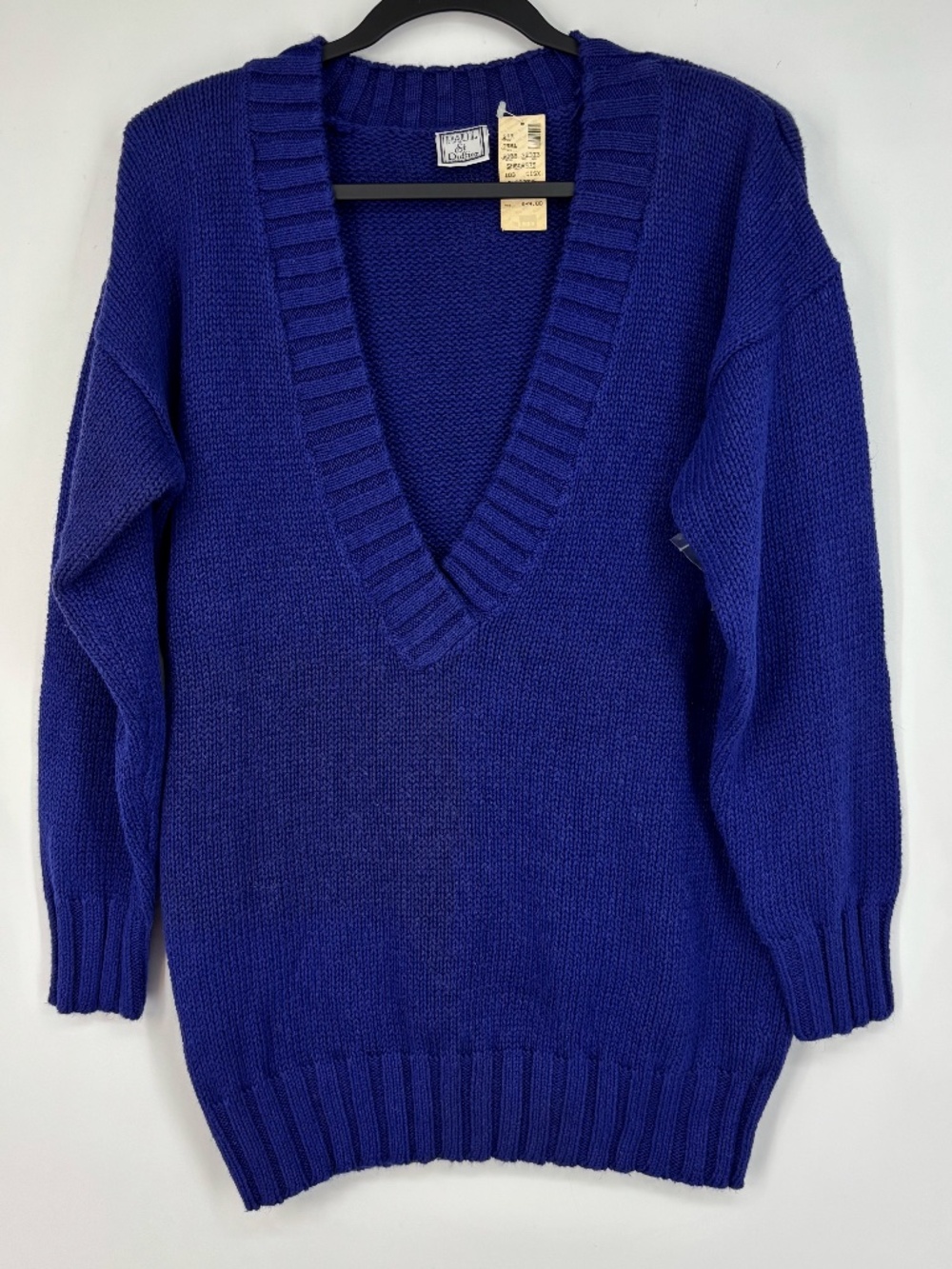 Paul Et Duffier Womens Medium Vintage Tunic Sweater Blue Purple V-Neck Relaxed